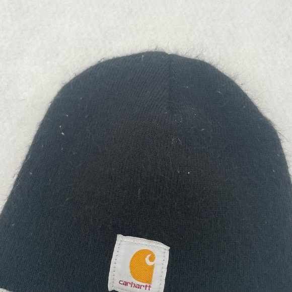 CARHARTT Men’s Black Knit Beanie Logo Patch One Size Fits Most - Picture 3 of 7